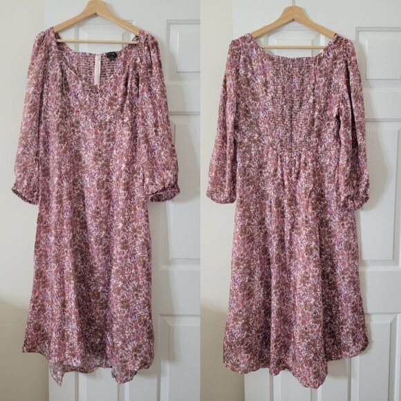 J crew Sweetheart long-sleeve midi dress in fete floral Sz 16 NWT $268 - Picture 3 of 12